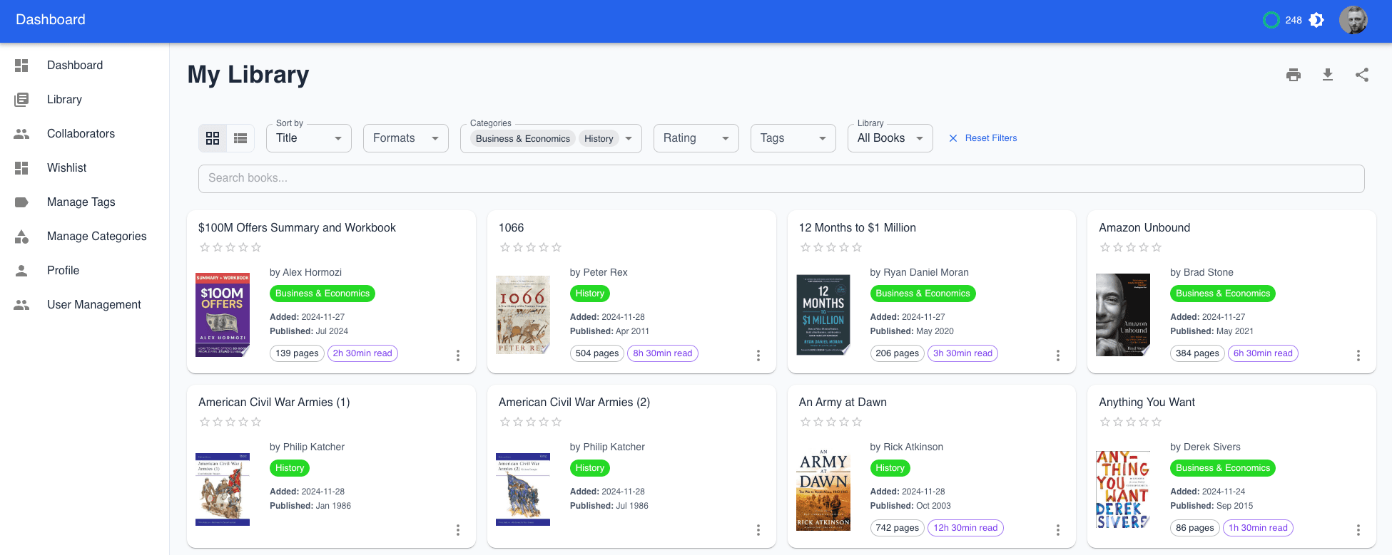 Library Dashboard