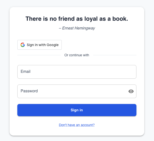 Readrix signup page showing login options